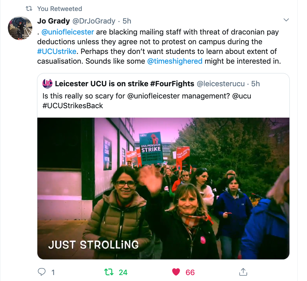 Tweet and retweet concerning campus protests