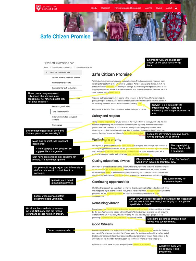 Copy of Uniersity's Safe Citizen Promise with annotations