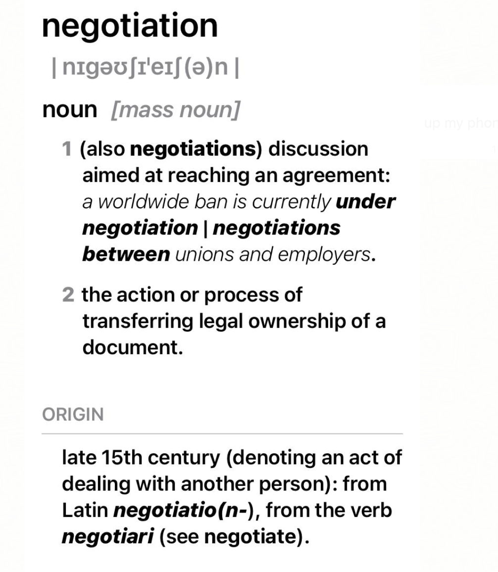 dictionary definition of negotiation